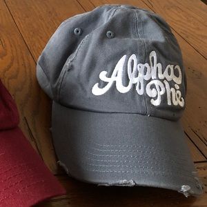 Alpha Phi Distressed Blue Gray Baseball Cap